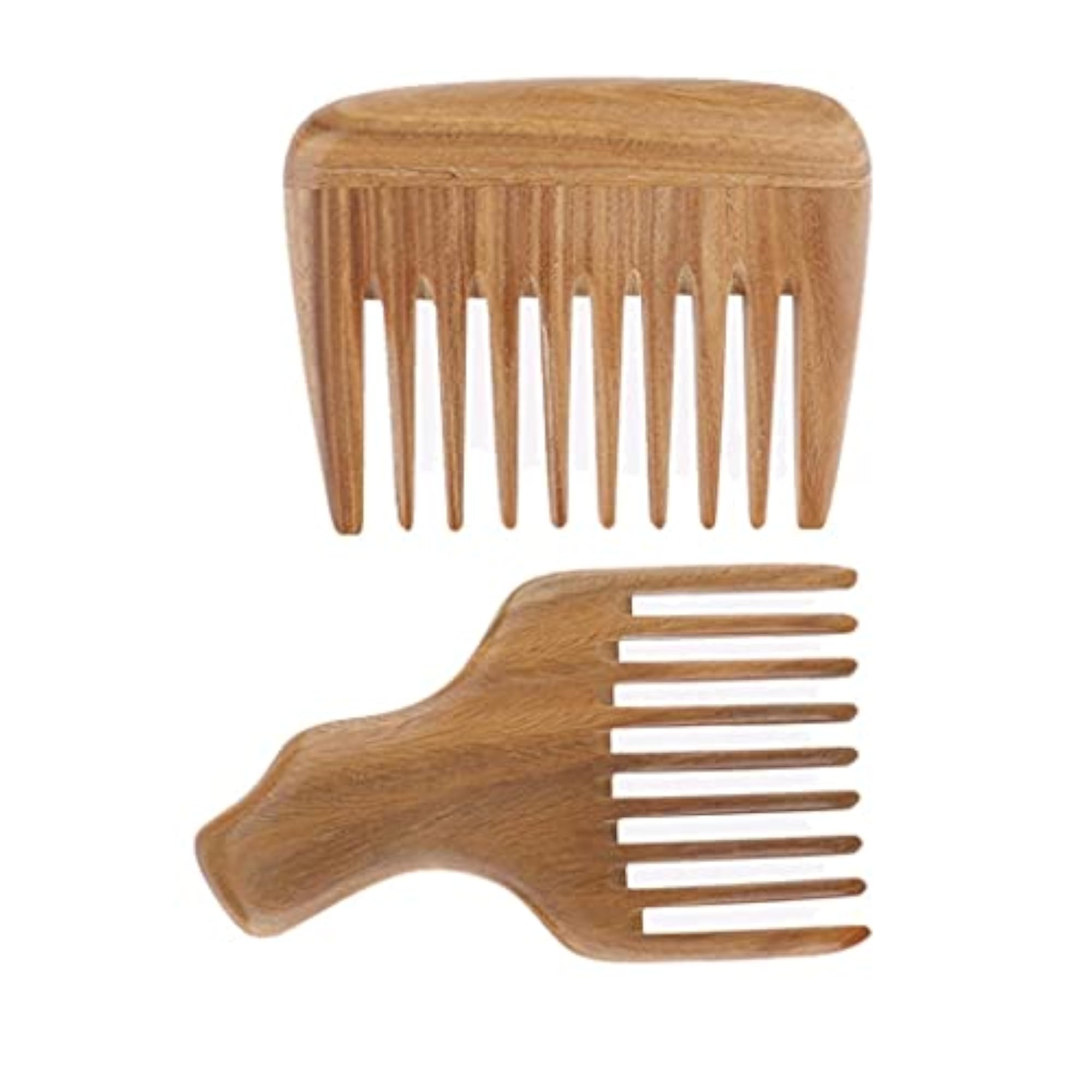 2X Detangle Wood Pick Combs, Anti-Static Hair Care